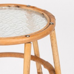 Vintage model plant table in rattan and glass