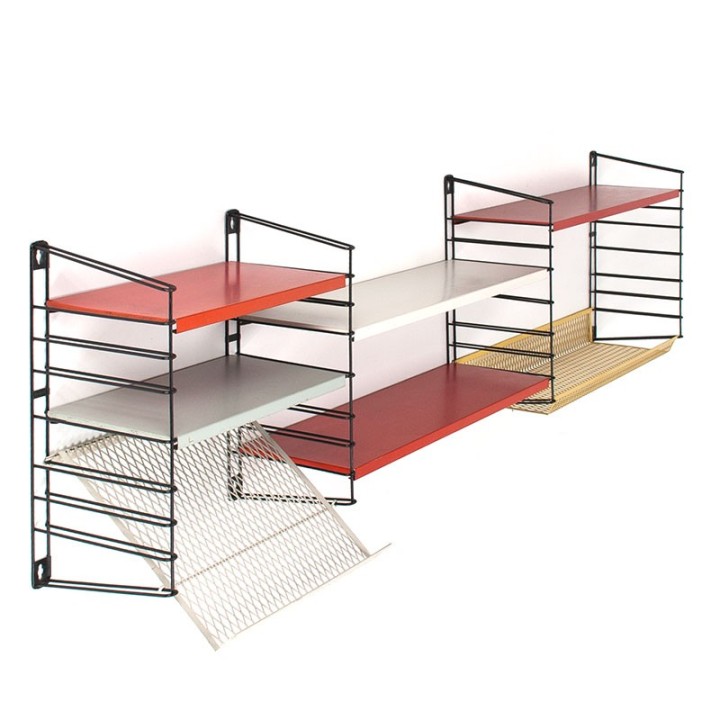 Metal vintage Tomado wall rack with perforated parts