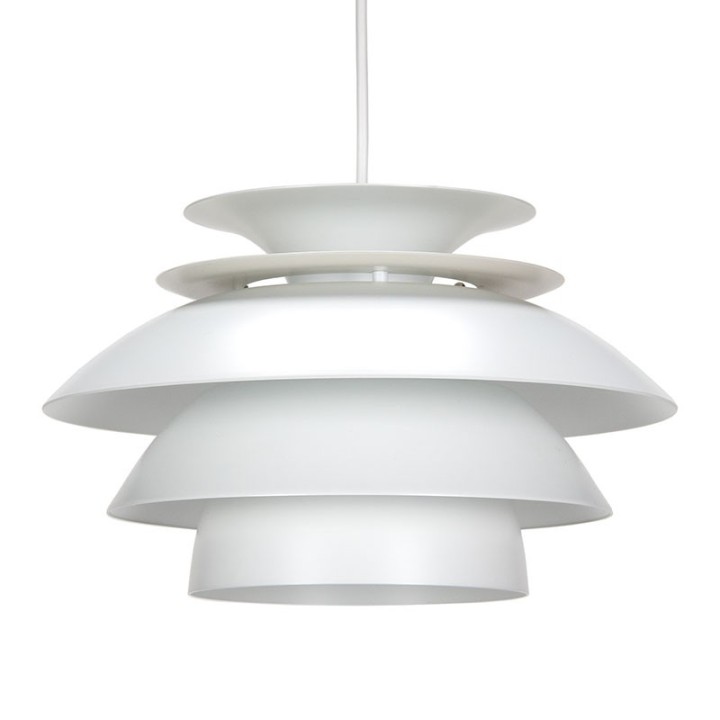 White metal small Mid-Century vintage Danish hanging lamp