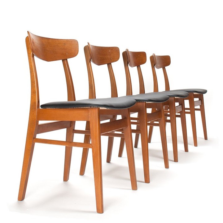 Teakhouten Deense vintage eettafel stoelen