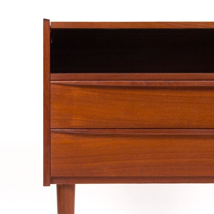 Mid-Century Deens teakhouten vintage ladekast en kaptafel in 1