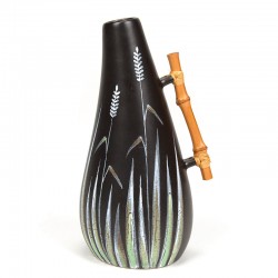 Ravnild vintage Danish ceramic vase with bamboo handle
