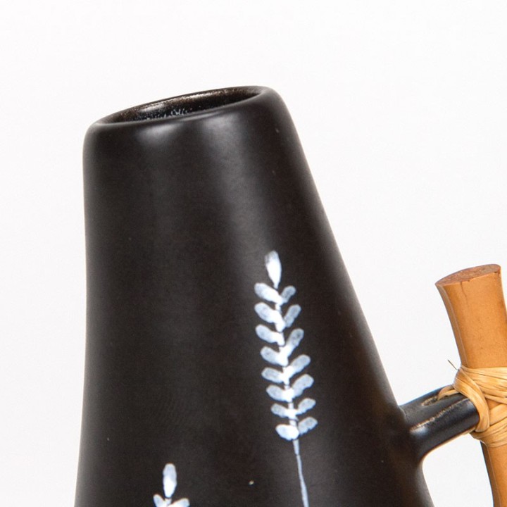 Ravnild vintage Danish ceramic vase with bamboo handle