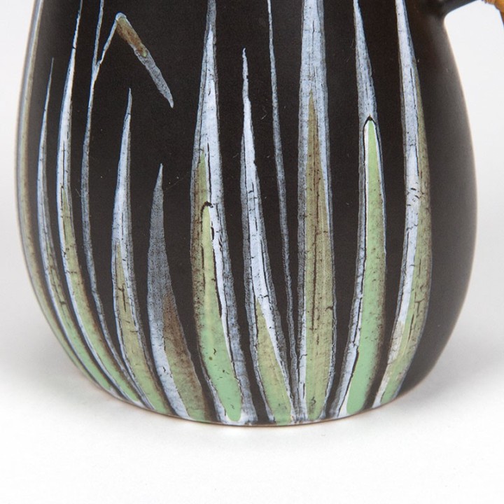 Ravnild vintage Deens keramiek vaasje met bamboe greepje