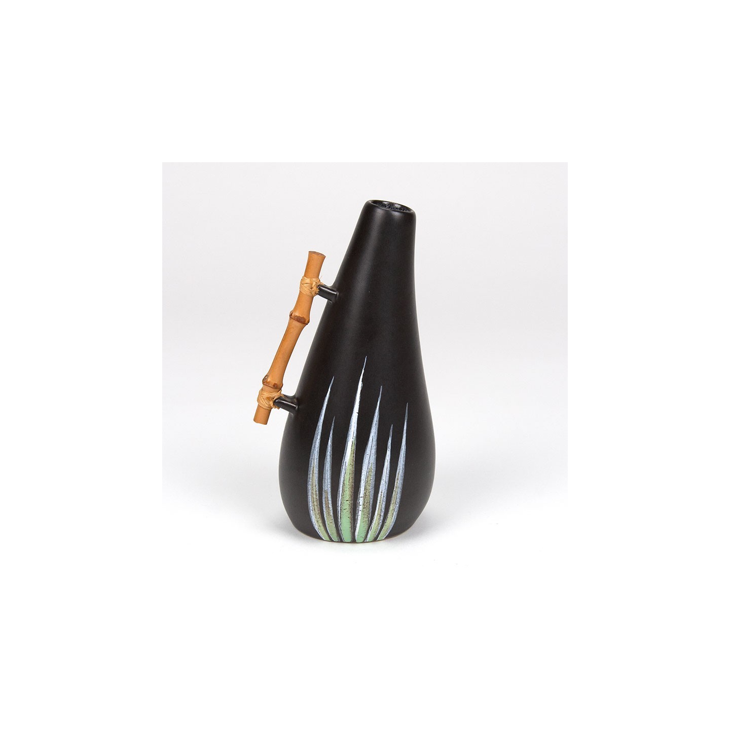 Ravnild vintage Danish ceramic vase with bamboo handle -