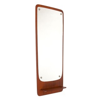 Teak mirror with shelf, high vintage model