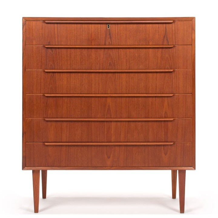 Wide model Mid-Century Danish teak chest of drawers