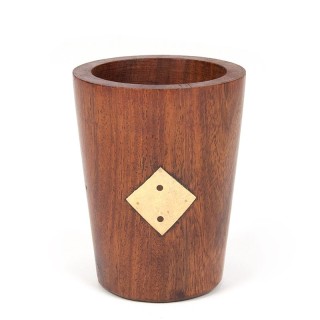 Dobbelbeker vintage teak model met messing detail