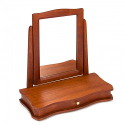 Table model Danish vintage teak mirror with small drawer