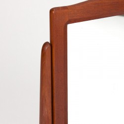 Table model Danish vintage teak mirror with small drawer