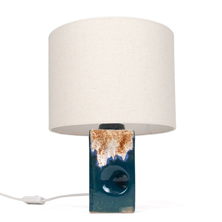 Vintage table lamp with earthenware base with opening