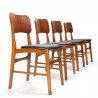 Set of 4 Mid-Century Danish dining table chairs in teak/beech