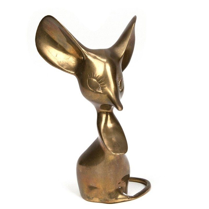 Mid-Century brass vintage figurine of a mouse