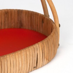 Vintage small basket from the fifties in bamboo and wicker