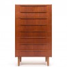 Tallboy Danish vintage Mid-Century chest of drawers with 8