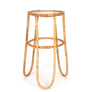 Bamboo vintage plant table with glass top