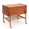 Teak Mid-Century Danish sewing table on wheels