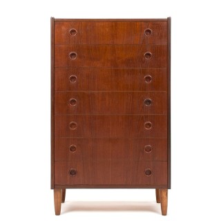 Teak Mid-Century vintage chest of drawers with 7 drawers