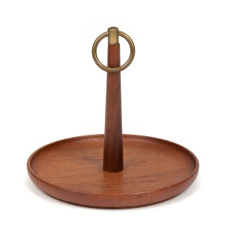 Danish sixties vintage chocolate dish in teak and brass