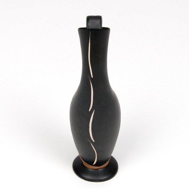 Ceramic Danish Mid-Century vase with wicker detail