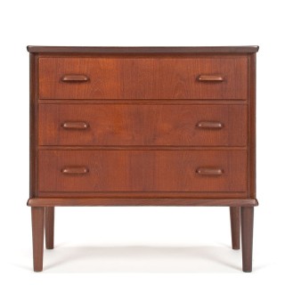 Mid-Century klein model vintage teakhouten ladekast