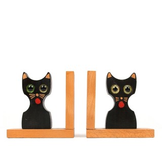 Set vintage boekensteunen jaren zestig als kat
