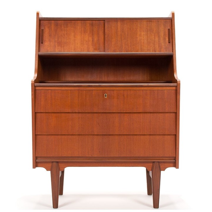 Secretaire vintage Mid-Century Deens model in teak