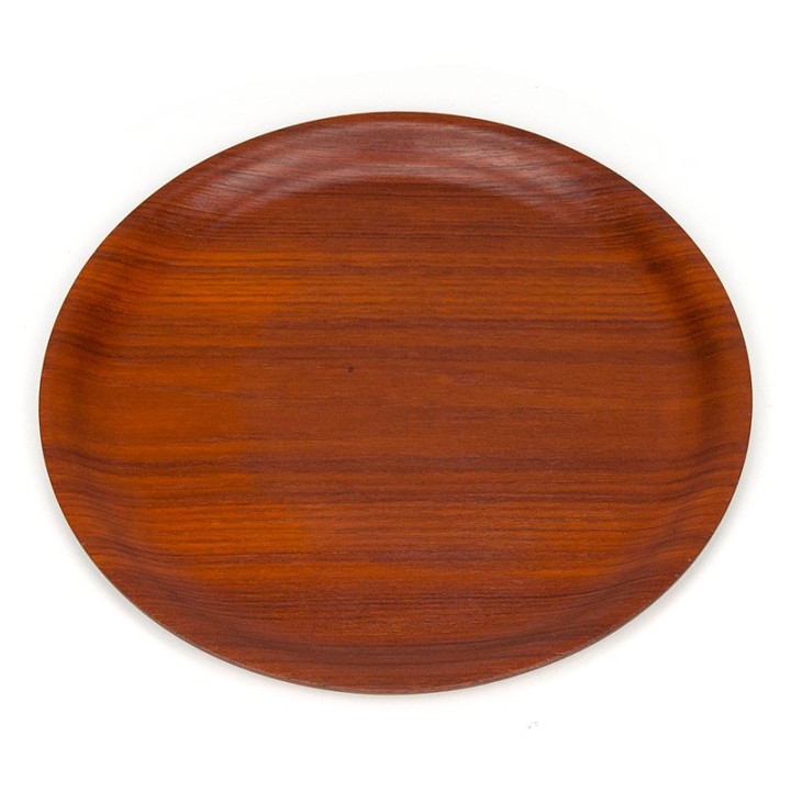 Teak vintage rond klein model dienblad