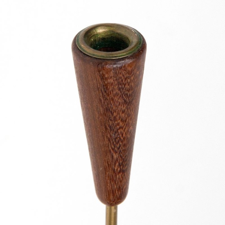 Danish vintage wall sconce with teak and brass details