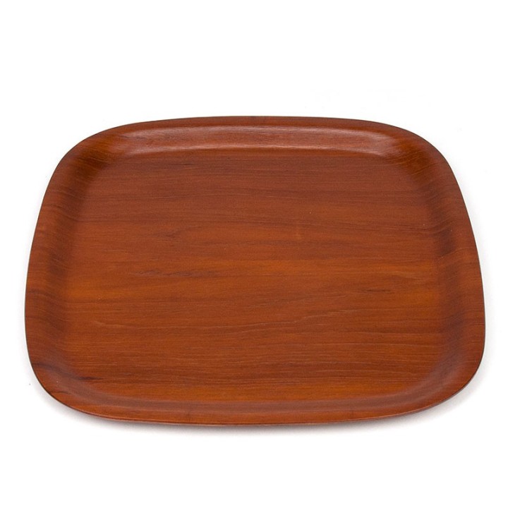 Square shaped vintage Danish teak tray