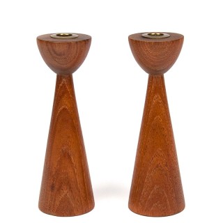 Danish set of 2 vintage teak candlesticks