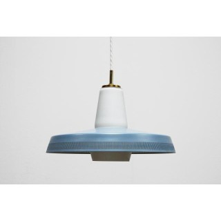 Blauw/ glazen hanglamp - Retro Studio