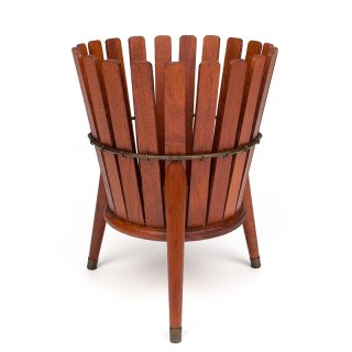 Danish teak vintage planter with brass detail