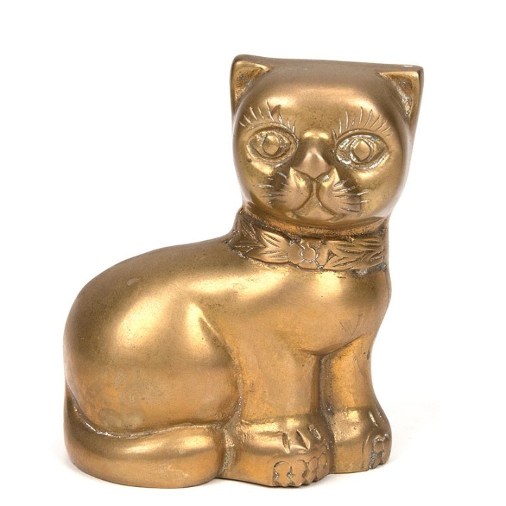 Brass sculpture of a cat from the sixties