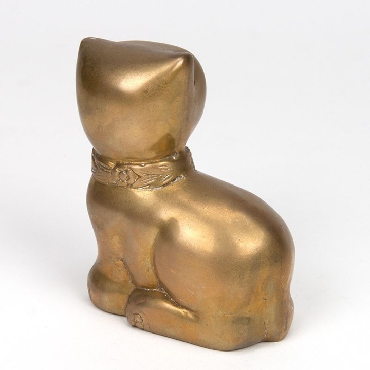 Brass sculpture of a cat from the sixties