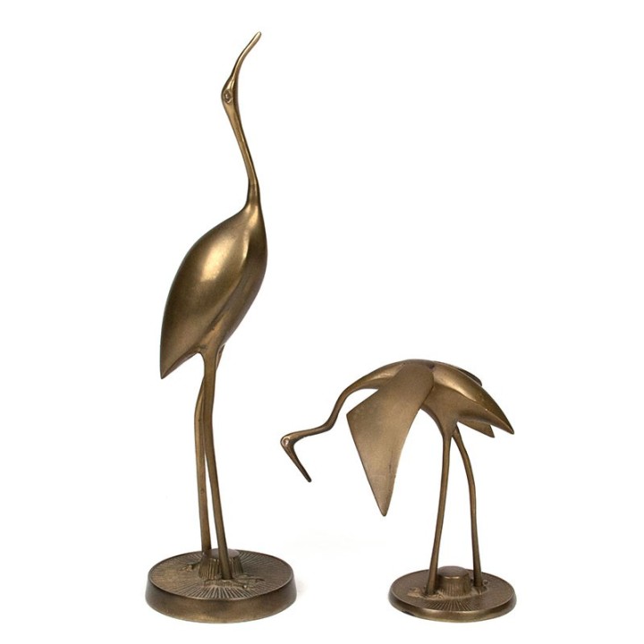 Set Mid-Century kraanvogels in messing