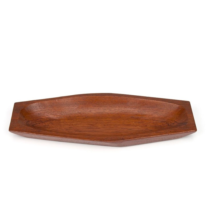 Vintage teak serving dish diamond-shaped