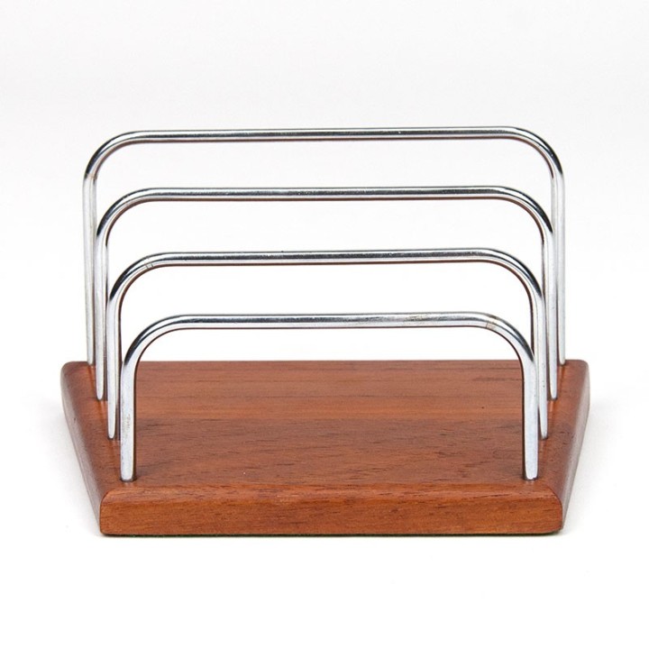 Vintage Deense poststandaard in teak en chroom