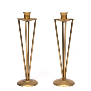 Candlesticks vintage brass colored set of 2