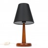 Teak vintage small table lamp with black shade