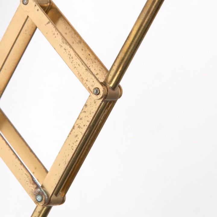 Brass colored vintage Danish concertina lamp with pleated shade