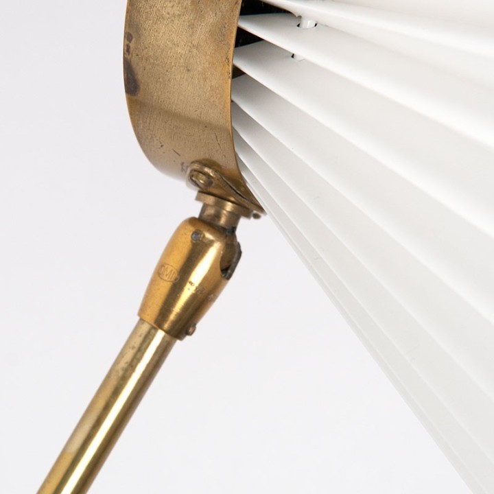 Messing kleurige vintage Deense schaarlamp met plissé kap