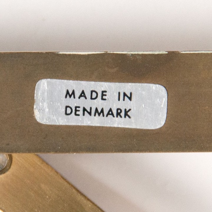 Messing kleurige vintage Deense schaarlamp met plissé kap