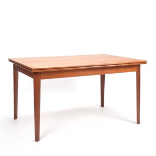 Mid-Century teakhouten Deense uitschuifbare vintage eettafel