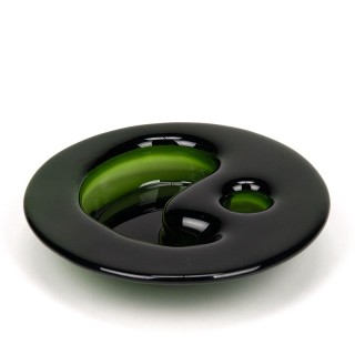 Michael Bang kleine vintage groen glazen Ikebana schaal