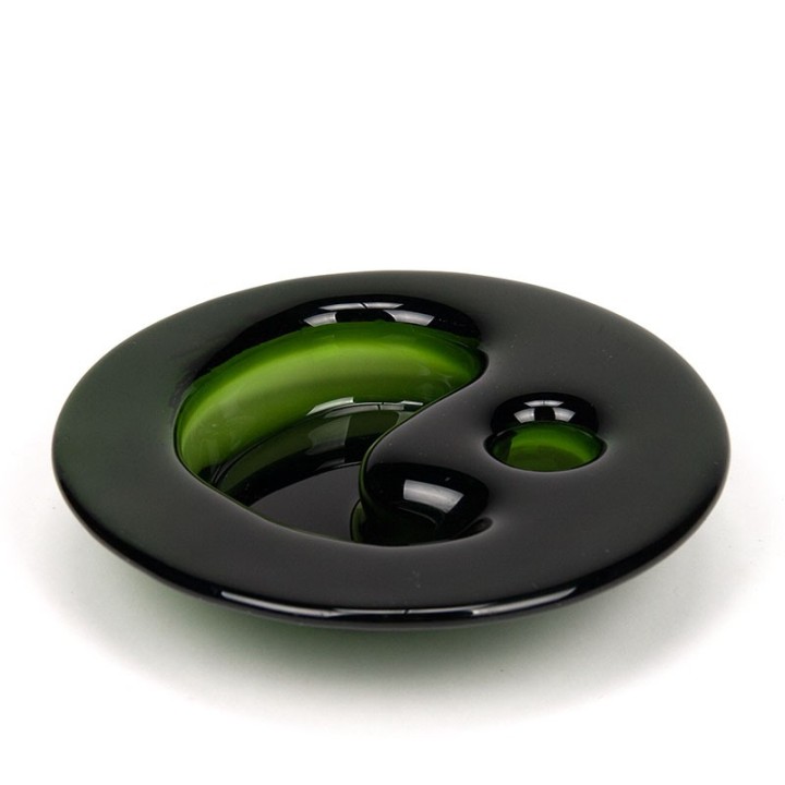 Michael Bang kleine vintage groen glazen Ikebana schaal