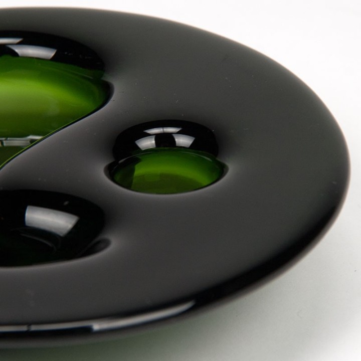 Michael Bang small vintage green glass Ikebana bowl