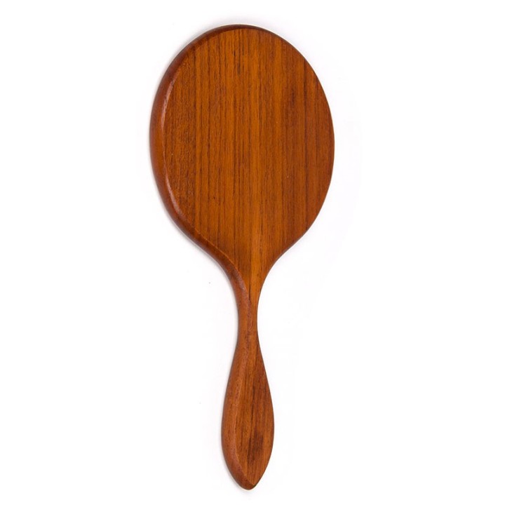 Deense vintage teakhouten handspiegel