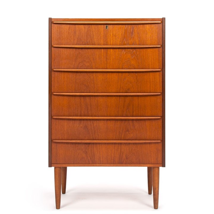 Mid-Century teak Danish chest of drawers, narrow model