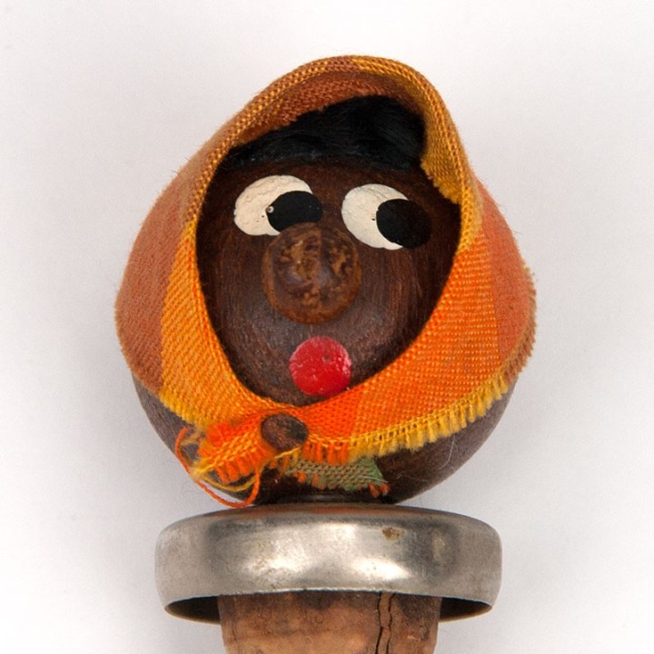 Teak Danish vintage bottle stopper as an old lady